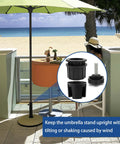 8 Piece Umbrella Base Hole Ring Plug Covers And Caps Set For Patio Stand Replacement Parts at a beachside patio.