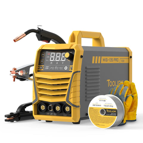 Gasless Flux Core MIG Welder 3 In 1 With MIG Stick And Lift TIG Capabilities 110V DC Inverter LCD Display 135A Output