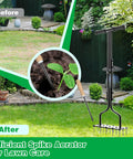 Manual Lawn Aerator With 15 Iron Spikes Hand Garden Aeration Tool For Lawns And Yards To Loosen Soil Improve Drainage And Boost Turf Health 36 Inch Black Spike Aerator Tool For Easy Yard Care in a garden setting.