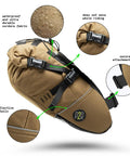 Inova Light Bike Saddle Bag Under Seat Storage, Water Resistant Cordura 1000D With Internal Padding showing features