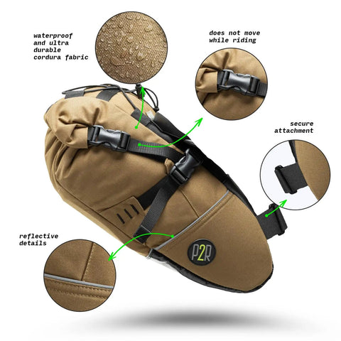 Inova Light Bike Saddle Bag Under Seat Storage, Water Resistant Cordura 1000D With Internal Padding showing features