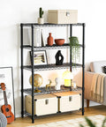 Heavy Duty 5-Tier Metal Storage Shelving Unit With Adjustable Wire Shelves For Garage, Kitchen, Basement, Laundry And Office, The Workhorse Black Steel Rack With 1750 Lbs Total Capacity, 47.2 W X 17.7 D X 72.3 H in living room decor