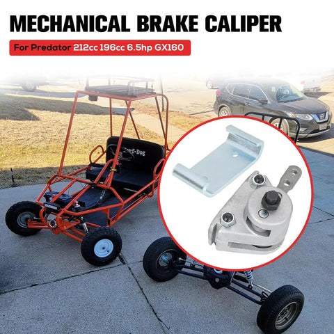 Beefed-Up Go Kart Mechanical Disc Brake Caliper And Bracket Kit For Manco 9598 9597 Yerf Dog with go-kart and caliper image