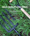 Garden Fork With Four Tine Spading Fork Head 45 Inch Forged Steel Y Grip Wood Handle Red Beefy Built on grass