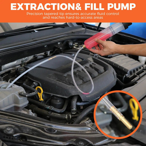Using 200cc Fluid Extractor Syringe Oil Pump With 23 Inch Flexible Hose in car engine oil refill