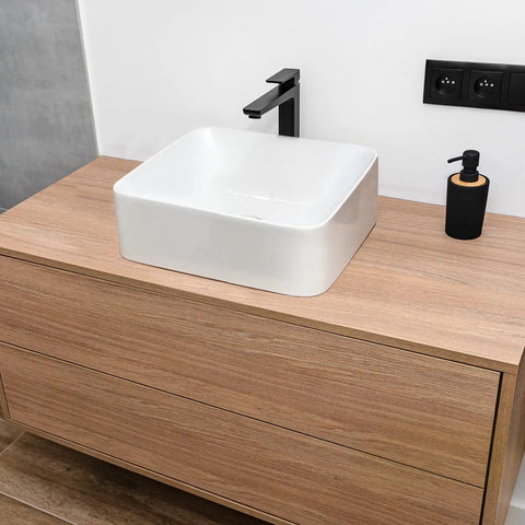 Totally Sleek Ceramic Vessel Sink For Bathrooms Rectangular Above Counter Bowl 16 X 12 Inches White Porcelain