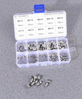 Stainless Steel Hex Socket Grub Screws Kit 200 Piece Assortment For Heavy Duty Gear Locating With Flat Point and Headless Design Pro Grade High Tensile Strength and Galling Resistance for Industrial Use Includes M5, assorted sizes in plastic case