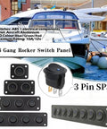 8 Gang Round Rocker Switch Panel With LED Indicator For 12V To 24V DC Aluminum Waterproof Panel Box 20 Amp 3 Pin On Off