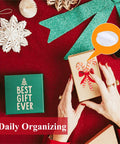 Hands decorating gift box with Heavy Duty Self Adhesive Dots 1200 Pieces 0.59 Inch Diameter Waterproof Sticky Back Dots White