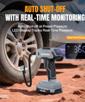 Cordless Tire Inflator Portable Air Compressor With Digital Pressure Gauge 150 PSI Fast Inflation Rechargeable Battery