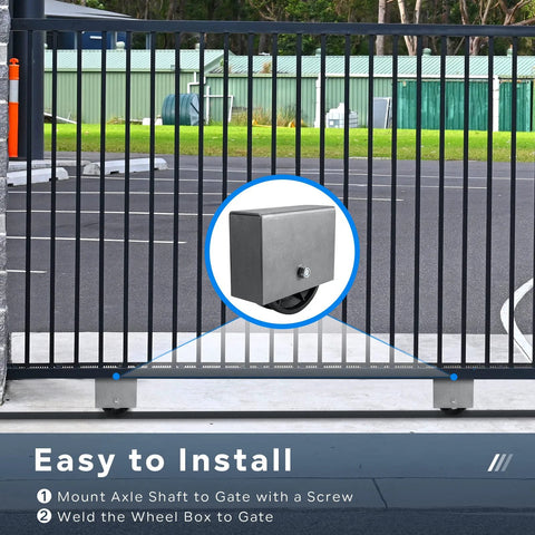 NINOSO 6x2 V-Groove wheel with box, cast iron, for V-track gate rail, installed under driveway gate