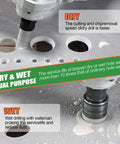 Diamond hole saw kit for tile and porcelain; 11-piece diamond core drill set with multiple diameters; wet and dry use.