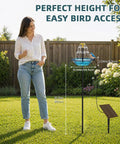 Sun Powered Bird Bath Fountain With Metal Stake Stand And Upgraded Spray System For Outdoor Gardens Yards Patios And Lawns