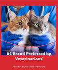 Veterinarian holding two cats, promoting Calming Plug In Diffuser Starter Kit For Cats 30 Day Pheromone Diffuser Helps Cut Cat Drama.