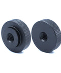 Two Pack 25mm Knurled Thumb Wheel Lock Nut Adapter With 1/4-20 Female Thread Aluminum Black Large Edge Grip For Camera Tripods Easy Mount And Lock Durable Quick-Connect Nut For Stable Grab-and-Go Shots