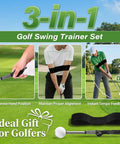 3-in-1 Retractable Golf Swing Trainer With Click Sound And Posture Correction Arm Band For Right Handed Golfers