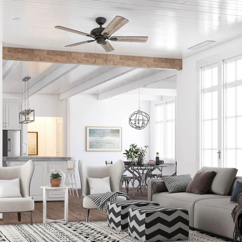 Bronze Farmhouse Ceiling Fan With No Light Pull Chain Three Mounting Options 5 Dual Finish Blades in modern living room