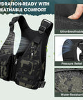 Hydration Backpack With 2L Water Bladder, camouflage lightweight running vest showing breathable mesh and water-resistant material.