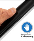 Close-up of hand gripping the Heavy Duty 24 Inch Anodized Aluminum Straight Edge Tool For Flat As A Pancake Finish.