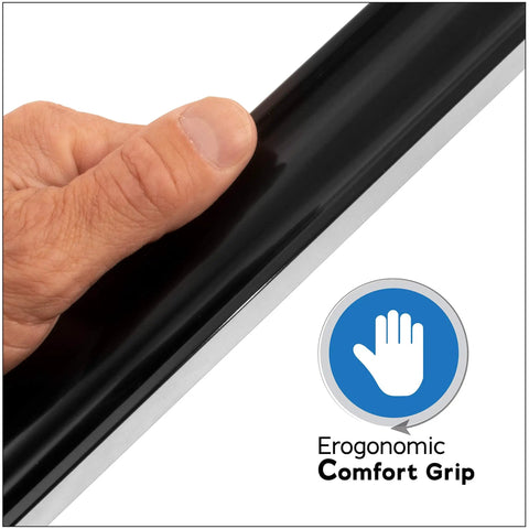 Close-up of hand gripping the Heavy Duty 24 Inch Anodized Aluminum Straight Edge Tool For Flat As A Pancake Finish.