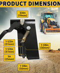 Universal Quick Tach Conversion Plate dimensions showcasing tractor attachment in rugged terrain