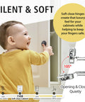 Child holding cabinet door with Eight Pack Four Pairs One Half Inch Soft Close Hinges For Kitchen Cabinet Doors Upgrade.