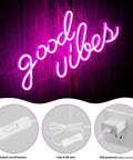 Pink Good Vibes Neon Sign For Bedroom And Wall Decor, LED Neon Lights For Living Room Or Office, 16.1 By 8.3 Inch