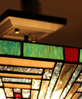 Two Light Tiffany Style Mission Ceiling Fixture In Blackish Bronze Finish, Innes Inspired Design With 272 Glass Pieces close-up