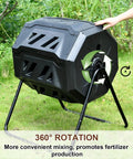Dual Chamber 43 Gallon Compost Bin With 360 Degree Tumbling Design Large Outdoor Garden Compost Tumbler With Steel Frame And Two Sliding Doors No Fuss Setup From Kitchen To Garden Pail