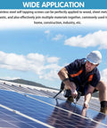 Worker using 410 Stainless Steel Self Tapping Screws For Metal, Size 8 And Size 10 Self Drilling Assortment Set on solar panels