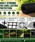 Tough As Nails Black Vinyl Coated Hardware Cloth One Quarter Inch Mesh Wire Fencing Roll, showing 48" x 100' roll for garden and animal enclosures.