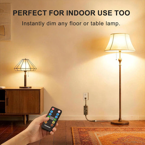 Indoor use of Outdoor String Light Dimmer 350W Plug In With Remote Control And Timer IP65 Waterproof LED Dimmer Switch For Patio Bistro And Lamps Works With Dimmable LED Incandescent Halogen 100 Ft.