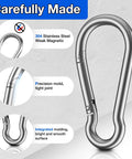 Built Tough No Rust 304 Stainless Steel Carabiner Clips 8 Pack 1360 Lb Capacity 2.36 Inch D Ring Snap Hooks For Gym Use And Dog Leashes Keychains And Outdoor Gear, showcasing precision mold, joint detail, and smooth surface finish.