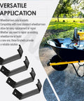4 Pack Heavy Duty Black Steel Wheelbarrow Axle Bracket Set Replacement Accessories For Gardening with black steel brackets and wheelbarrow