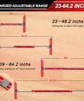Pro Grade Stair Tread Template Tool with adjustable 23 to 64.2 inch bar and dual knobs for precise measurements and transfers.