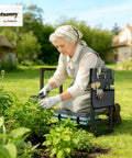 330 Pound Heavy Duty Garden Kneeler And Seat With Foldable Frame Extendable Legs Thick Kneeling Pad Large Tool Pouch in use