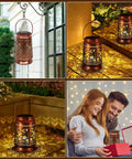 Outdoor Solar Lanterns Waterproof Weatherproof Metal Hummingbird Garden Decor For Patio Yard Pathway Festival Lighting Gift For Mom Grandma Women With Lit Backyard Vibe hung on patio