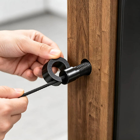 20 Pack 3/8 Inch Black Cable Railing Angle Washers T316 Marine Grade Stainless Steel Rock Solid 30 Degree Beveled Brackets Pro Team Gear For Sloped Stairs And Rugged Deck Installations Top Shelf Alignment Slick Finish, installation of washer on wood post.