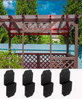 Beefy Heavy Duty Pergola Brackets 4 Pack Black 6 Inch Steel Z Angle Joist Ties installed on wooden pergola frame
