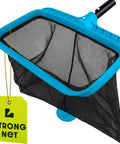 Heavy Duty Pool Skimmer Net With Deep Mesh For Efficient Leaf Cleanup In Pools And Ponds, Sturdy PP Frame, Blue, Strong Net
