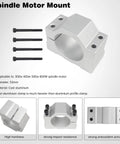 Cast aluminum spindle motor mount for Beefy 500W Spindle Motor For CNC Router, 52mm diameter, includes bolts, high hardness.