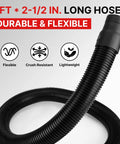 Beefy 8 Ft Universal Vacuum Hose 2.5 Inch Heavy Duty Replacement Hose with flexible, crush-resistant and lightweight design.
