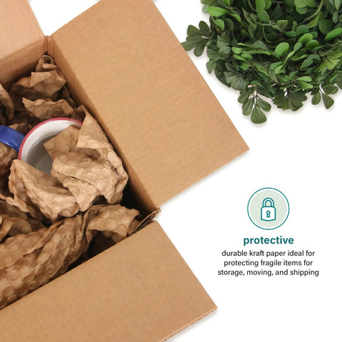 Eco Friendly Kraft Bubble Paper Wrap Sheets 12x12 Inches For Packing Moving And Shipping Recyclable Cushioning 250 Feet Roll Made In The USA