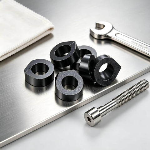 20 Pack 3/8 Inch Black Cable Railing Angle Washers T316 Marine Grade Stainless Steel for stable sloped stair installations.