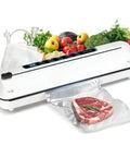 Beast 6 In 1 Vacuum Sealer For Fresh Food With 75KPa Moist And Dry Modes sealing steak with vegetables in background