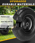 Close-up of No Flat 4 To 6 Wheel And Tire Set With 13 Inch Wheels Solid Foam Filled Tires For Wheelbarrows Garden Carts Wagons Dollies And Hand Trucks Two Pack Black, featuring puncture-proof design and durable materials