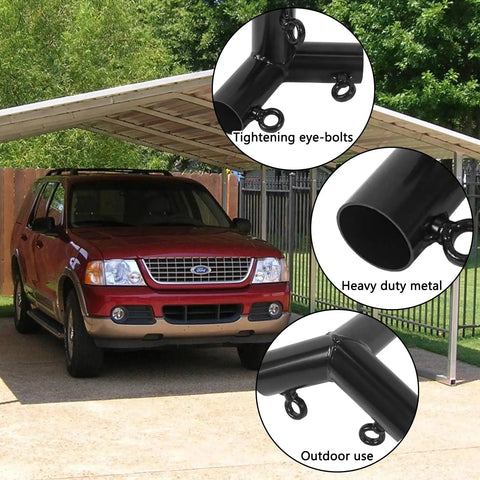 Six Leg Canopy Frame Fittings Kit For 1-3/8 Inch Poles With 3-Way 120 Degree Elbow Connectors And 4-Way Cross Connectors For Carport Shed Cover Garden Easy No Fuss Setup