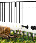 14 Panel 20 Ft No Dig Garden Fence Animal Barrier Kit for Dogs and Rabbits, installed as lawn edging with metal panels.