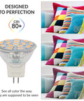 Designed to perfection label for LED MR11 Flood Light Bulbs 10 Pack 12V 3W 240 Lumens 20W Halogen Replacement GU4 Bi Pin Base.