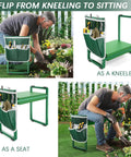 Wide Garden Kneeler and Seat With 2.36 Inch Thick EVA Cushion Heavy Duty Kneeling Bench for Gardening shown in use as kneeler and seat